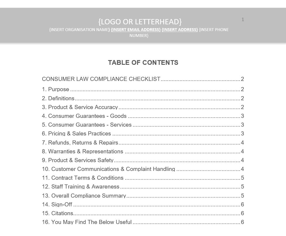 Consumer Law Compliance Checklist - Image 2
